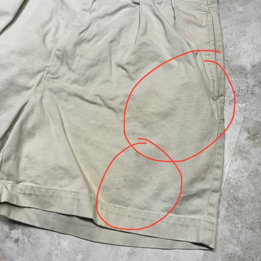 Polo Ralph Lauren Andrew Short Beige Mens 33 Pleated Chino Vintage Made in USA